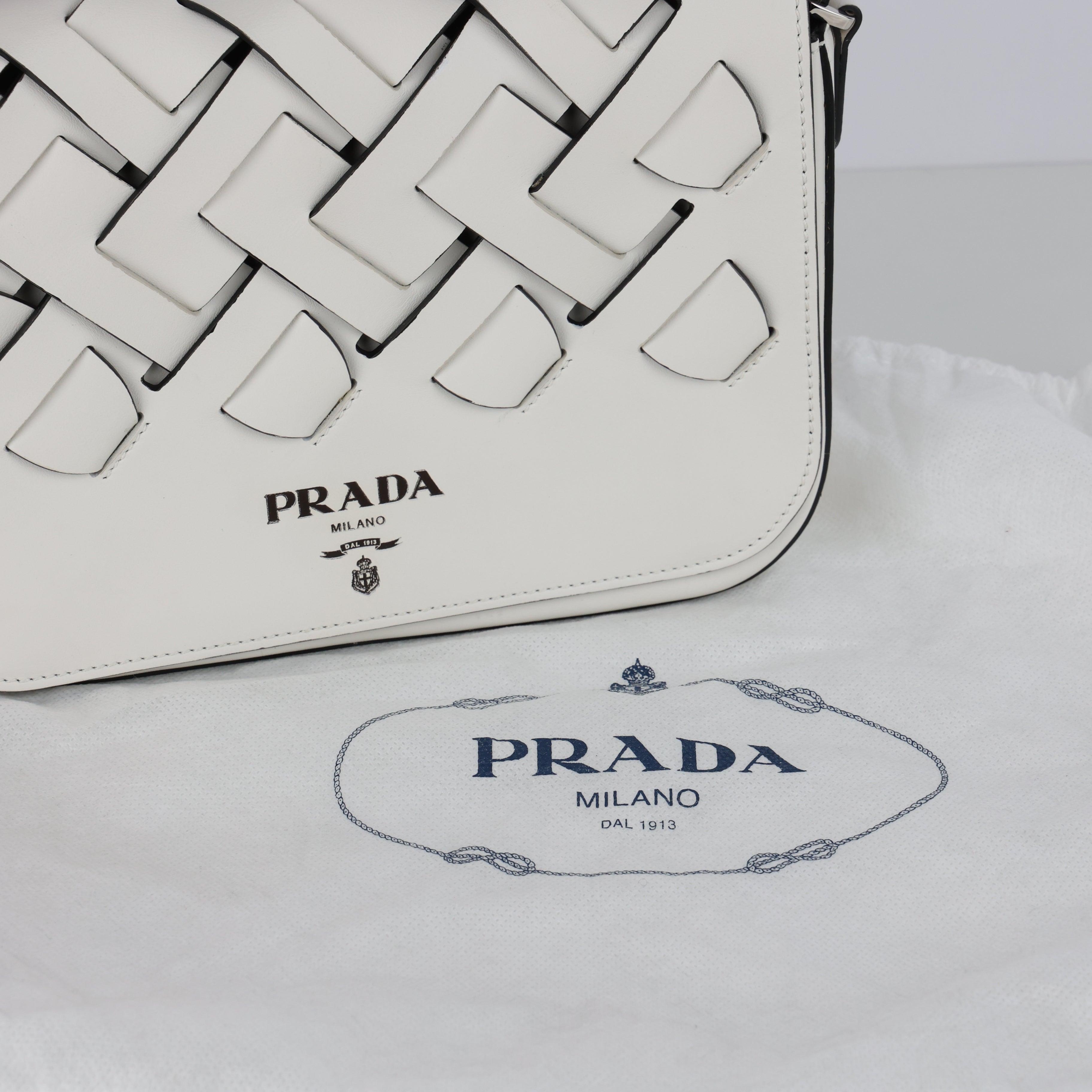 Prada, Vitello Intreccio Tress Crossbody Bag