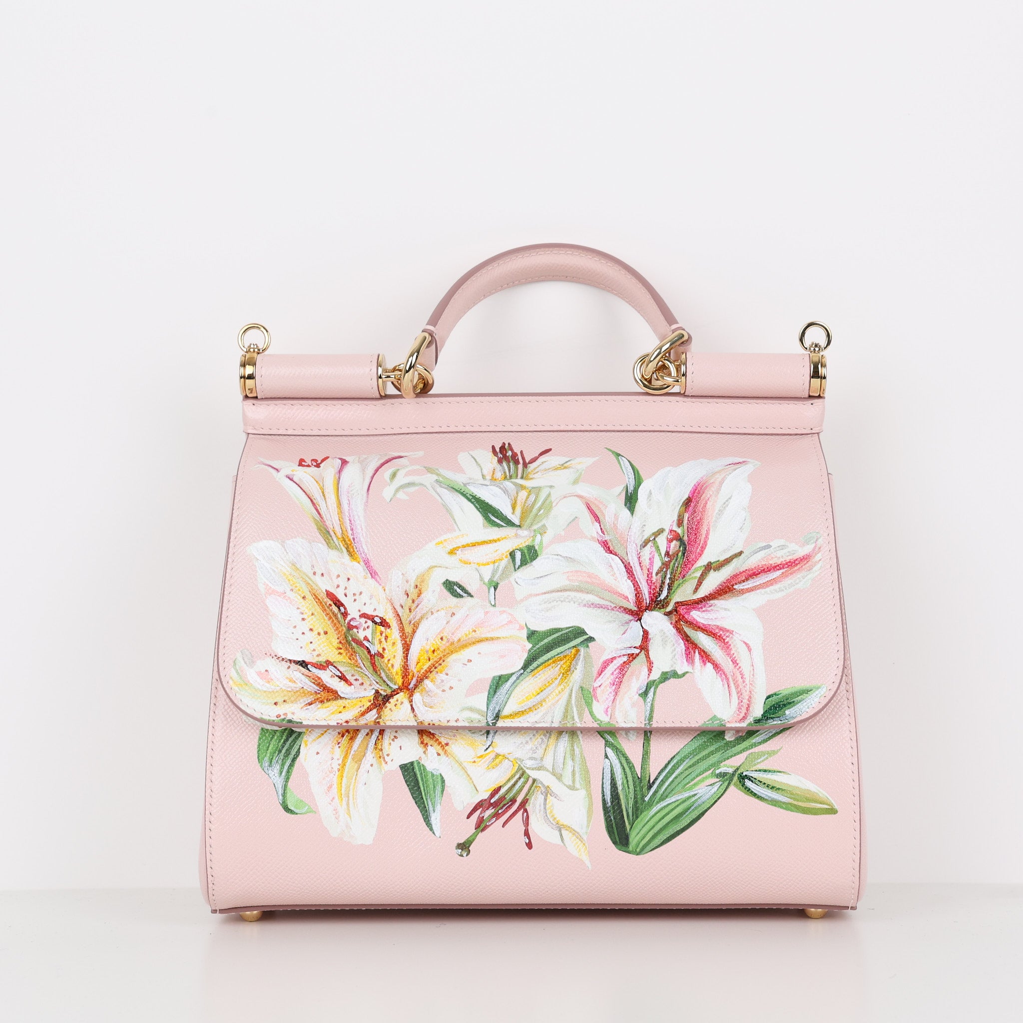 Medium Sicily Bag In Lily-Print Dauphine Calfskin by Dolce 