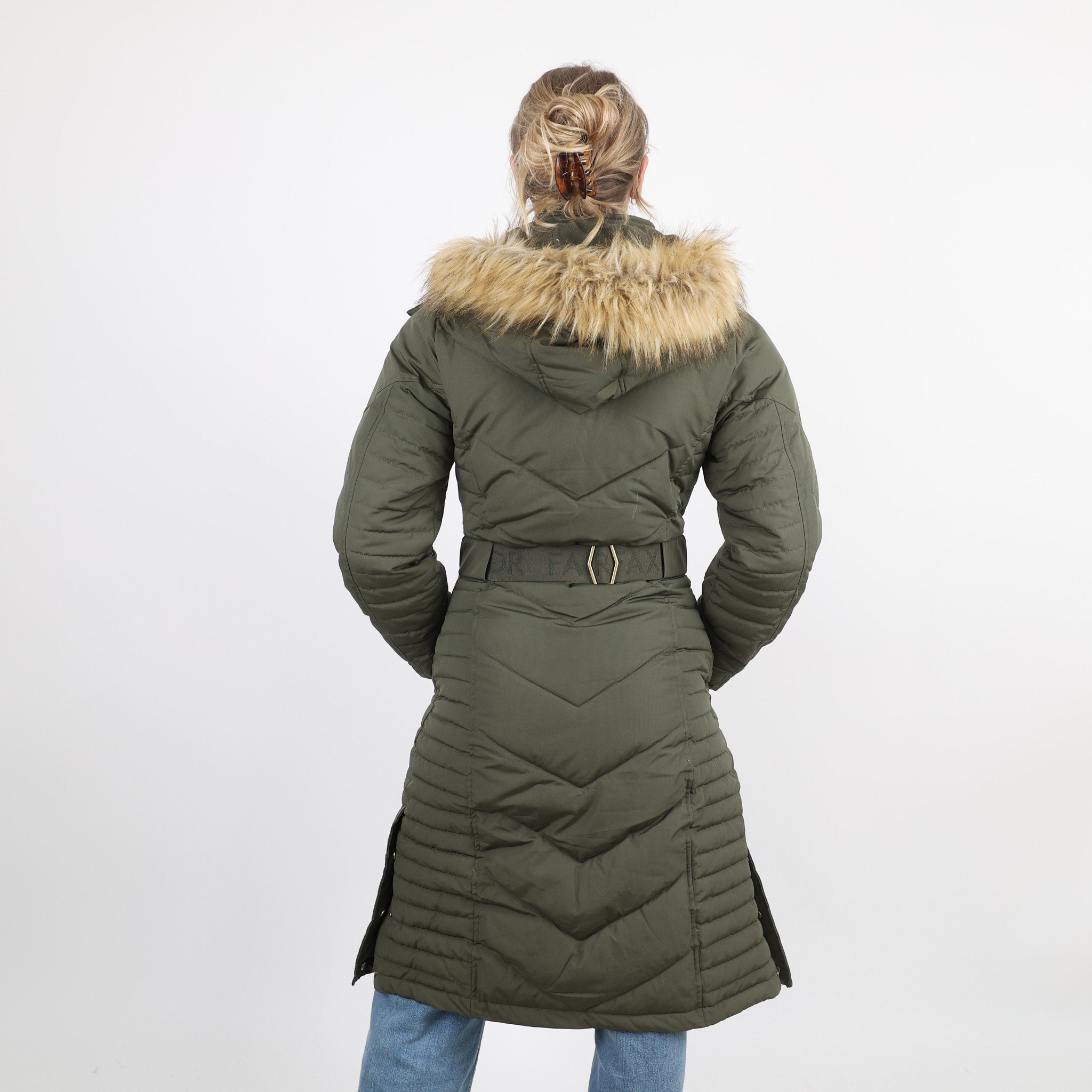 Fairfax & Favor Women's Charlotte Padded Long Coat in Khaki