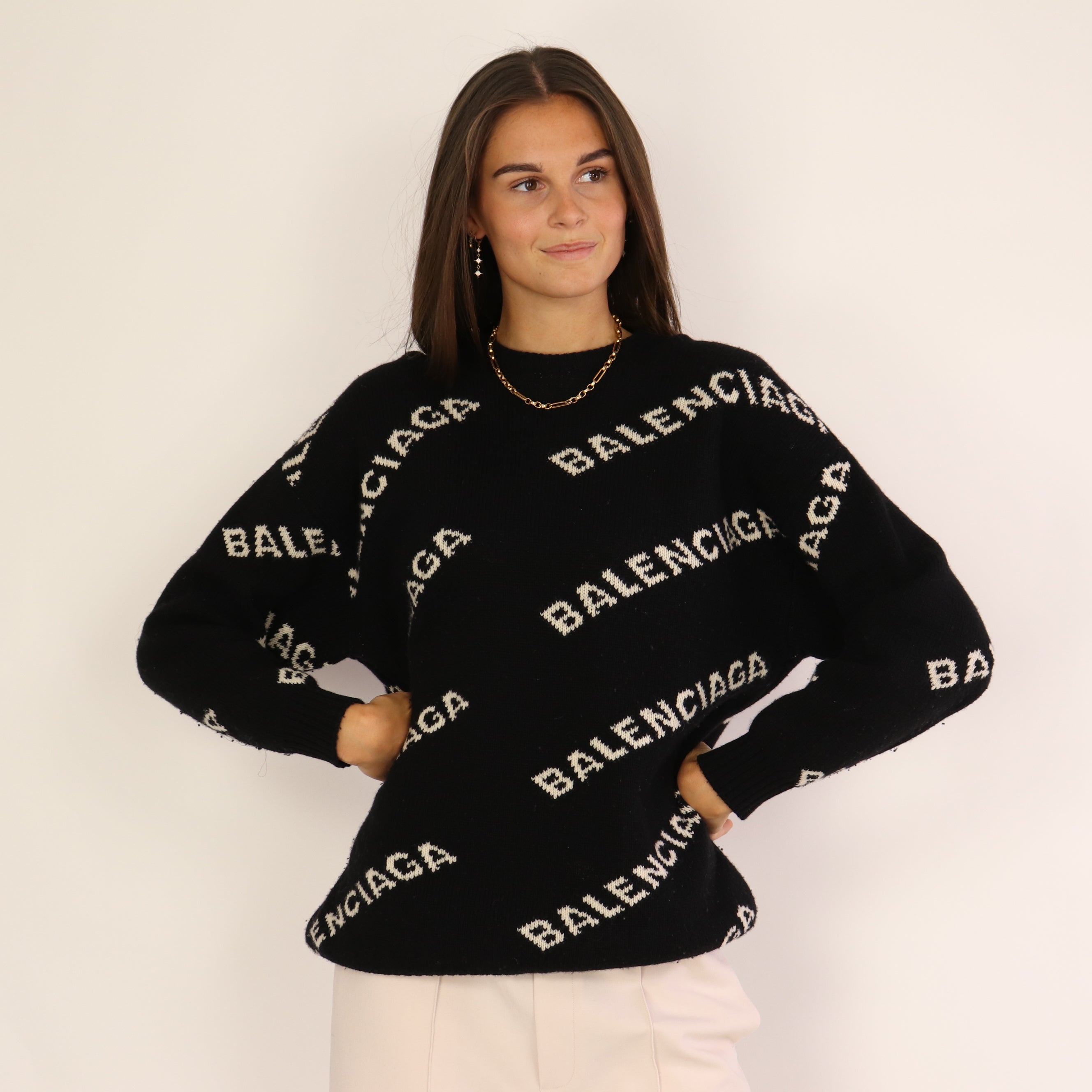 Girls Sweater Balenciaga Black And Pink Sweater Balenciaga Sweater